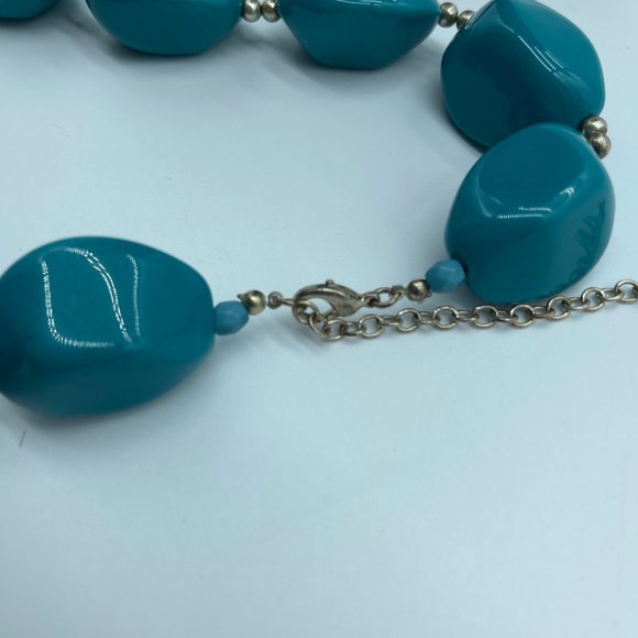 Color Black Accent Necklace OS Teal Blue Beads Costume Jewelry - Picture 6 of 8